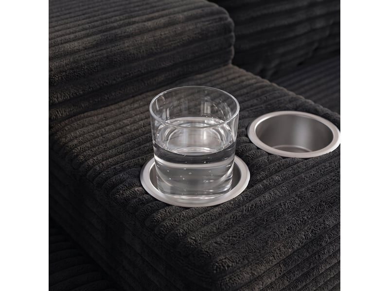  Canapé panoramique en u - 373x150x81cm - canapé modulaire velours côtelé avec porte-gobelets, assise profonde - noir  - Conforama A