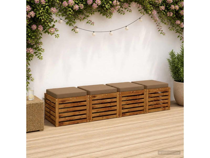  Lot de 4 coussins de siège, coussins d'assise soest 100 % polyester taupe cf60549  - Conforama B