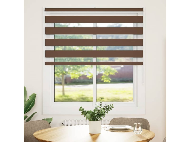 Store zèbre, store de fenêtre marron 135x100cm largeur du tissu 130,9cm polyester cf48671 - Conforama A