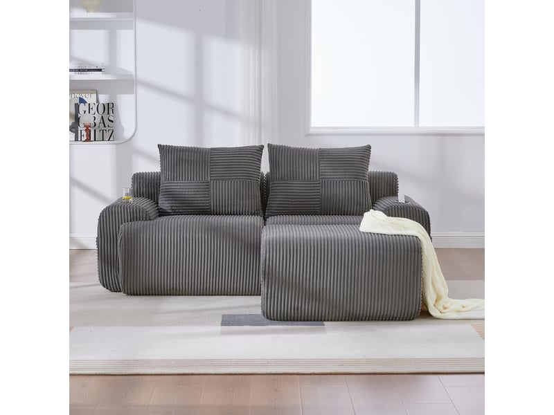  Canapé d'angle réversible fixe 2 places tissu gris foncé  - Conforama D