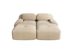 Canapé 2 places modulable en velours côtelé beige avec méridienne