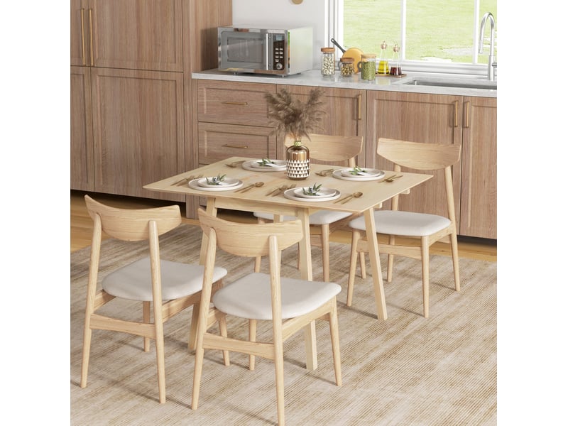  Table de salle à manger pliante 2 à 4 personnes avec deux abattants en bois naturel pour cuisine 110 × 86 × 75 cm  - Conforama B