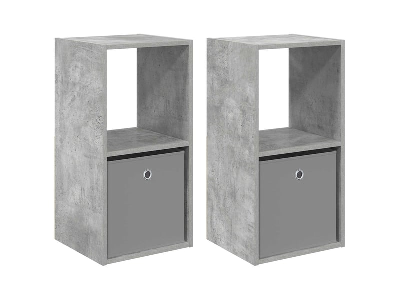  Table de chevet avec tiroir 2 pièces gris béton 35 x 32 x 68,5 cm  - Conforama A