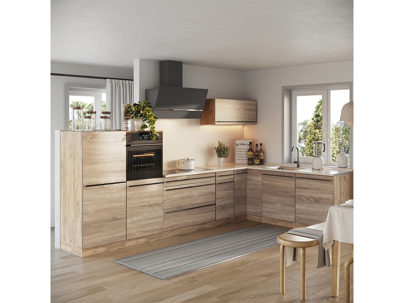 Vicco cuisine en angle, sonomachêne doré, 347 x cm plan de travail chêne doré - Conforama C