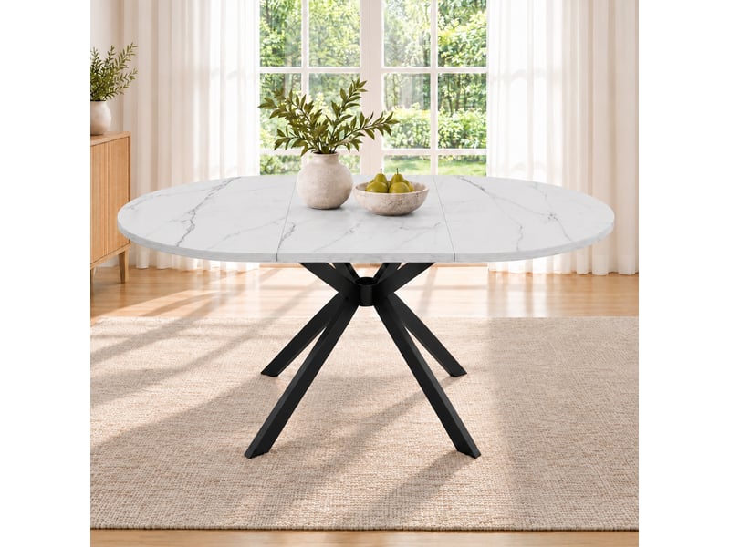  Table à manger extensible blanche 100140 x 100 cm en mdf  - Conforama C