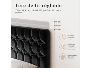 Lit 2 places 160x200 cm <strong></strong>  <strong></strong> coloris noir