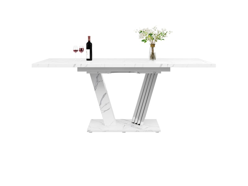 Ensemble table et quatre chaises pour salle à manger, table extensible de 120 à 160 cm, 4 à 6 personnes, gris - Conforama R