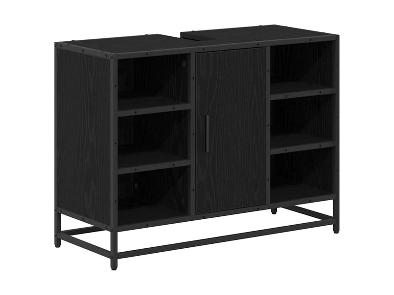 Ensemble de mobilier de salle de bain 3 pièces chêne noir cf64465  - Conforama E
