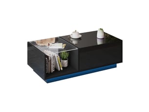 Table basse rectangulaire coloris noir <strong>MAISENTIEL</strong> <strong></strong> - 50 cmx100 cm