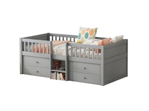 Lit avec rangement 90x200 cm MEUBLIV coloris gris