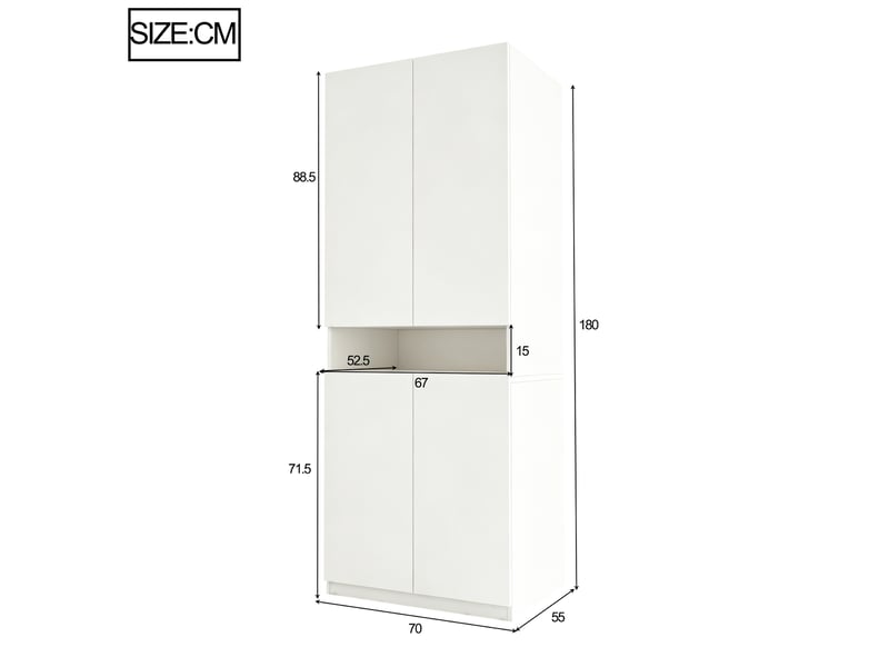  Armoire 70 × 55 × 180 cm - avec compartiment éclairé - avec éclairage led - blanc  - Conforama C