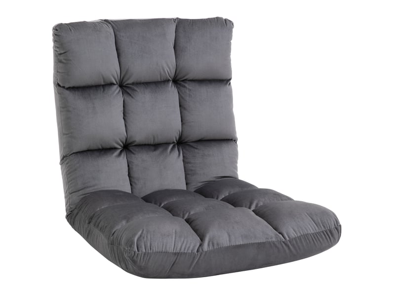 Fauteuil de sol 3-en-1 modenvie pliable avec dossier réglable 13 positions, gris foncé, 55 x 71 x 53,5 cm  - Conforama A