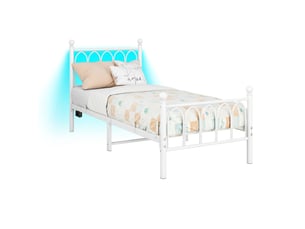 Lit simple 90x200 cm coloris blanc
