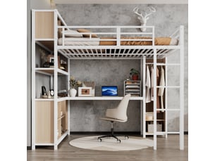 Lit mezzanine 140x200 cm <strong></strong>  <strong></strong> coloris blanc