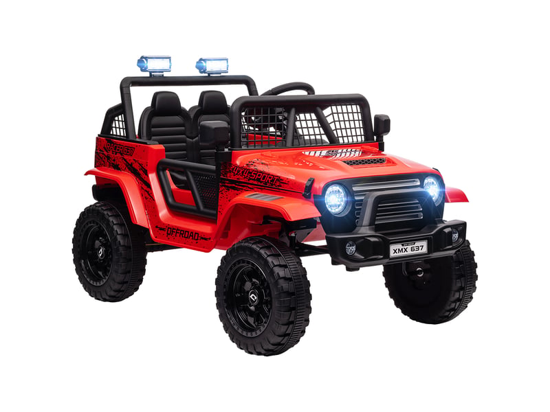  Voiture électrique pour enfants avec suspension souple, télécommande, phares led, klaxon, moteurs 12 v, en plastique et métal, rouge  - Conforama A