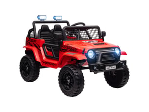Voiture électrique pour enfants avec suspension souple, télécommande, phares led, klaxon, moteurs 12 v, en plastique et métal, rouge