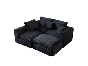 Canapé d'angle, avec fonction couchage, avec rembourrage mousse et ressorts, coloris noir et bleu, l280 x p180 x h65 cm