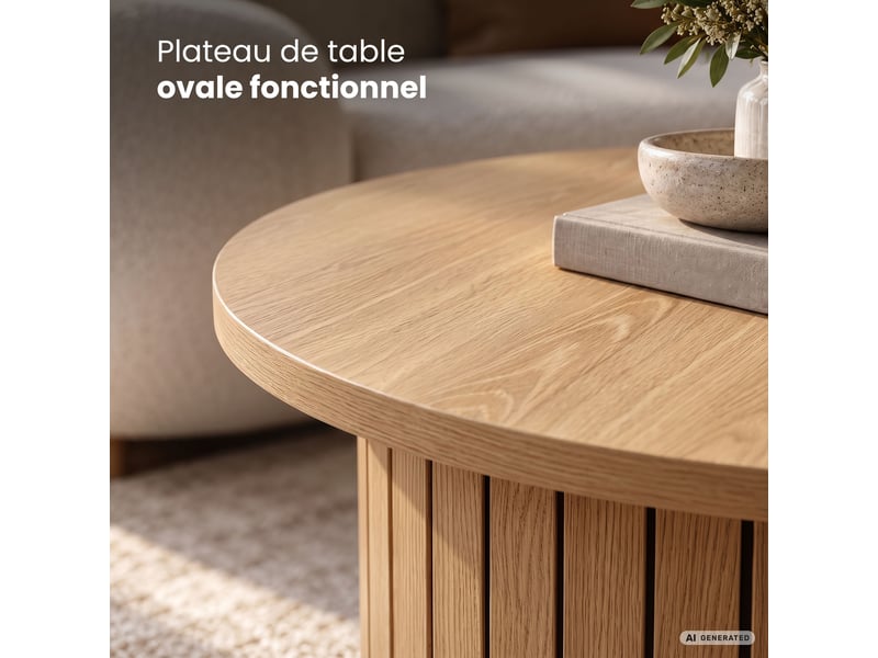 Table basse nubo coloris bois naturel 48 cm ronde cannelée 48x48x42 cm NUBO - Conforama D