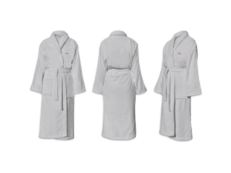  Peignoir en coton éponge gris clair unisexe col châle ceinture poches taille s 500 gm² LB72043 - Conforama E
