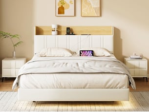 Lit 2 places 140x190 cm <strong></strong> <strong></strong> coloris blanc