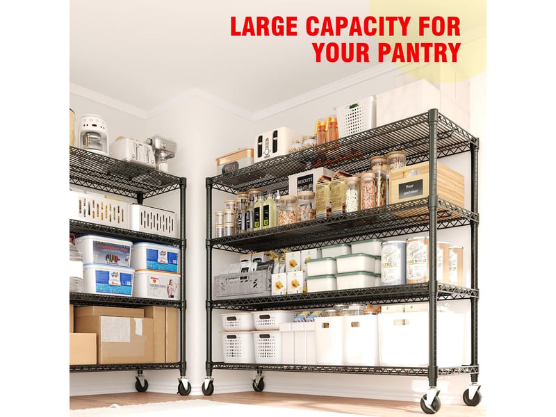 Rayonnage étagère métallique roulante ultra-résistante – rangement lourd garage, cuisine, cave, bureau, entrepôt 150x45x182cm PHK_3ACP5EGF - Conforama D