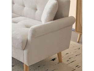 Canapé rembourré en chenille - 162x74x77 cm - beige - 2 places - coussins épais 15 cm