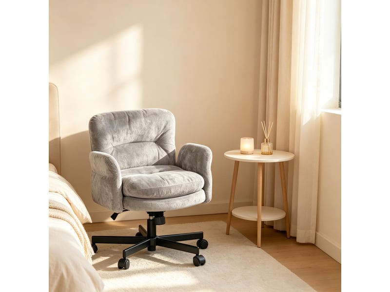 Chaise d’appoint moderne pivotante, fauteuil coiffeuse pour chambre et salon - Conforama E