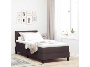 Lit adulte, lit simple, lit à ressorts avec coussin marron foncé 100x200cm tissu cf16802