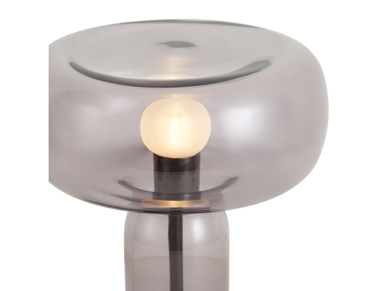  Lampe de table style hôtel chic finition canon de fusil avec verre fumé - amara  - Conforama B