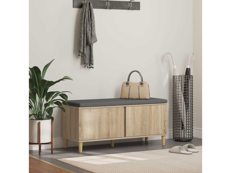  Banc d'entrée, banc interieur avec coussin chêne sonoma 100x38x46 cm shl4993  - Conforama B