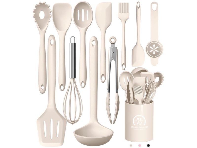  Set de 12 ustensiles de cuisine,meulva,33,5x12,5x12,5 cm,silicone,kaki  - Conforama A