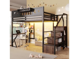 Lit mezzanine 140x200 cm <strong></strong> <strong>evarich</strong> coloris noir