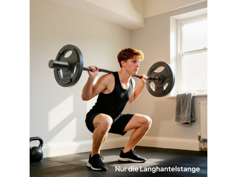  Barre d'haltérophilie olympique, manchons de 5 cm, acier, capacité de charge de 100 kg, noire  - Conforama C