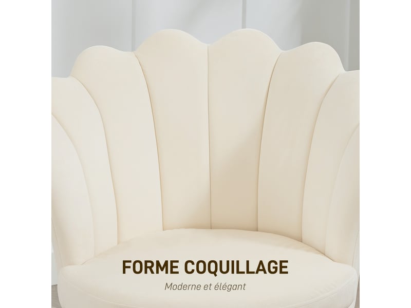  Fauteuil coquillage en velours pieds en métal 67x64x77 cm  - Conforama E