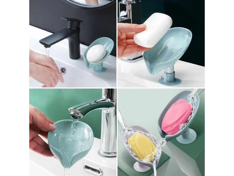  Ce porte-savon à ventouse peut être utilisé comme porte-savon de douche et possède un trou d'évacuation au fond pour un nettoyage facile.  - Conforama B