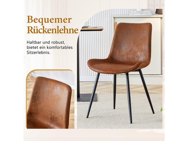  Ensemble table à manger et 4 chaises, 100 cm, forme ronde, en mdf et effet bois et tissu, style minimaliste, pour maison et appartement  - Conforama W