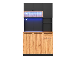 Armoire de cuisine avec éclairage led et prises, 6 portes et 1 tiroir, meuble buffet moderne, 100 × 40 × 180 cm