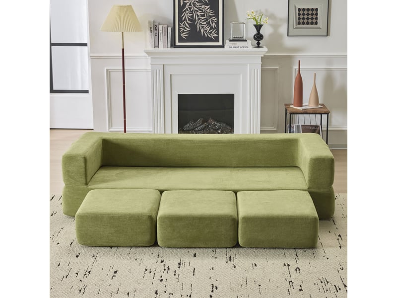  Canapé convertible, canapé-lit, en chenille, repose-pieds, mobilier pour espace de vie, pour salon et séjour  - Conforama A