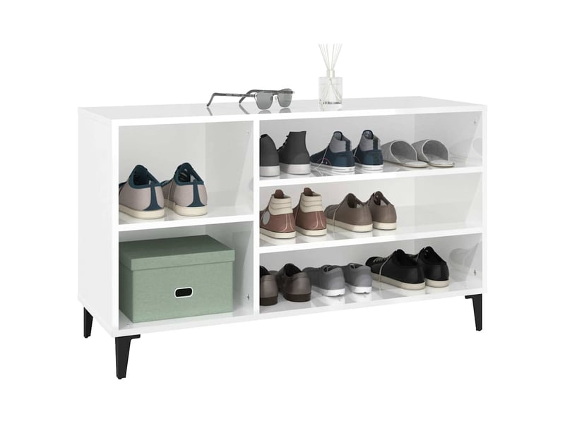  Meuble à chaussure blanc brillant 102x36x60 cm bois ingénierie shl5160  - Conforama D