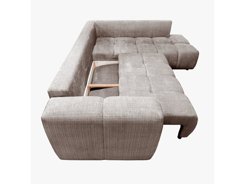  Canapé d'angle convertible en tissu taupe - angle droit  - Conforama D