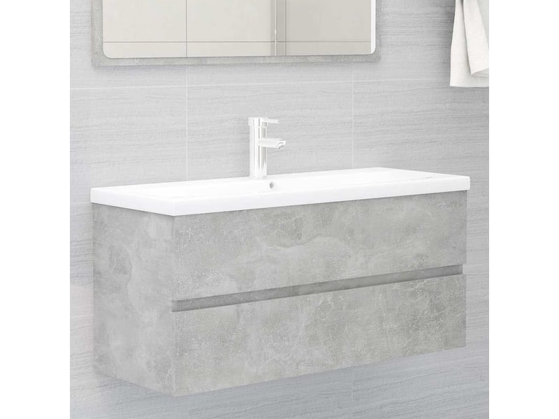 Armoire d'évier avec lavabo intégré gris béton aggloméré - Conforama B