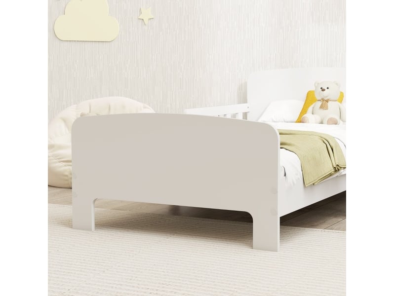 Lit enfant bas 143,5 x 74,2 x 54 cm blanc en mdf, barrières bilatérales pour enfants de 3 à 8 ans - Conforama E