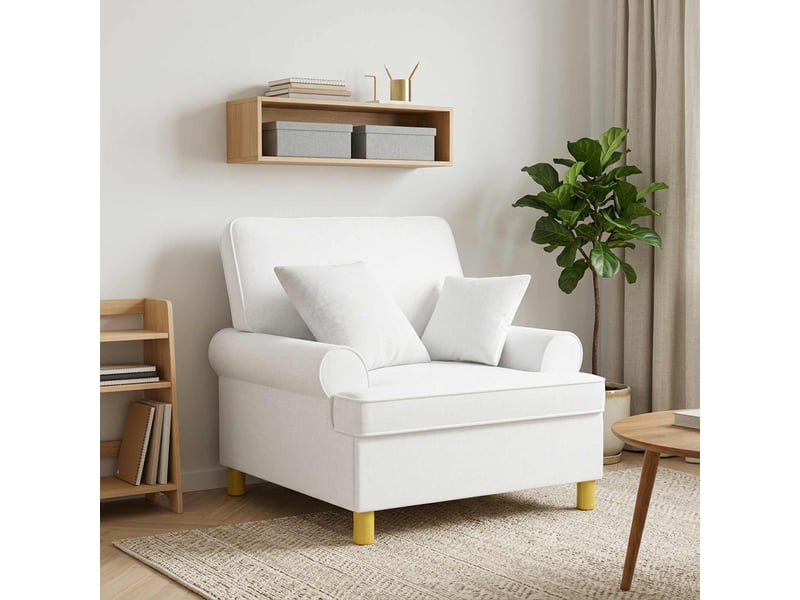  Vidaxl fauteuil xl avec coussins blanc tissu  - Conforama B