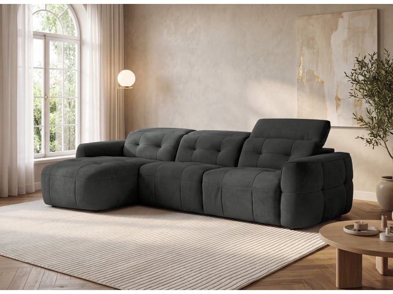 Canapé d'angle relax électrique en tissu gris ferdinand - angle gauche KM7935-M3-GRI - Conforama B