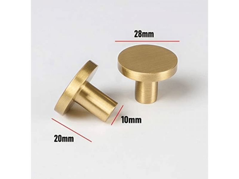  Lot de 10 boutons de meuble en laiton brossé, boutons de tiroir de commode en or, pour armoires, placards, salle, bain et cuisine, 28 x 20mm  - Conforama C