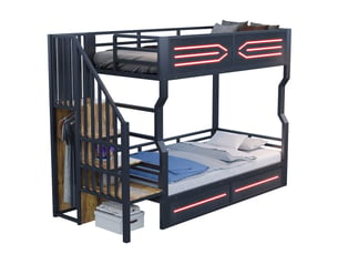 Lit superposé 90x200 cm Seren Glow coloris noir