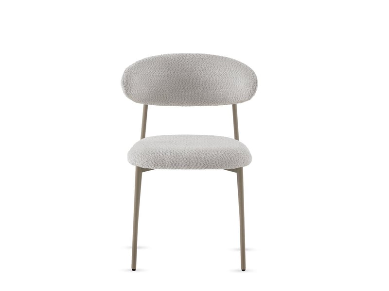 Lot de  4 chaises tapissése en chenille blanche  - Conforama F