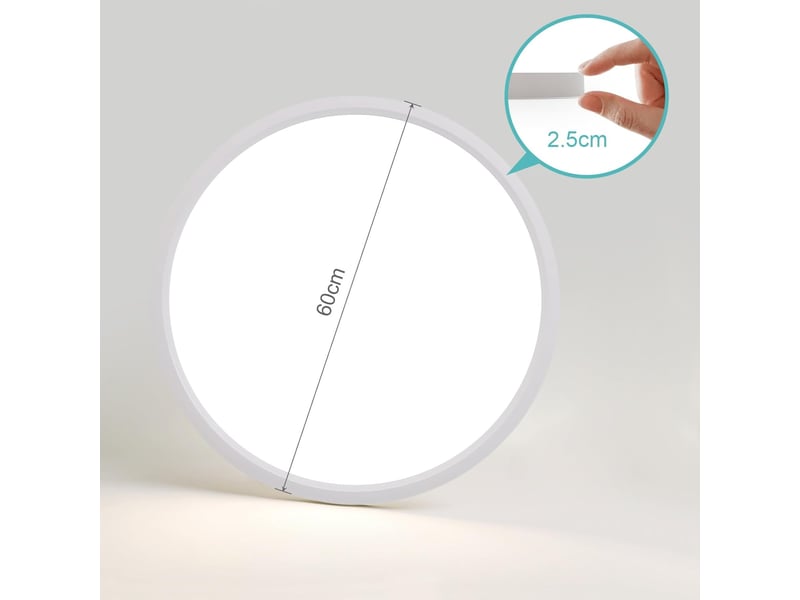  Plafonnier led rond 72 w à intensité variable avec télécommande (3000 k – 6000 k) – luminaire ultra-plat pour salon.  - Conforama C