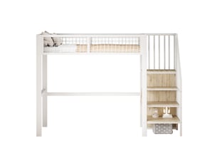 Lit mezzanine 90x200 cm DZMDIP coloris blanc