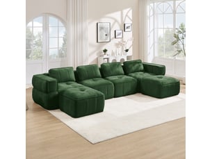 Canapé d'angle compressé panoramique fixe <strong>MAISENTIEL</strong> <strong></strong> 4 places Polyester vert
